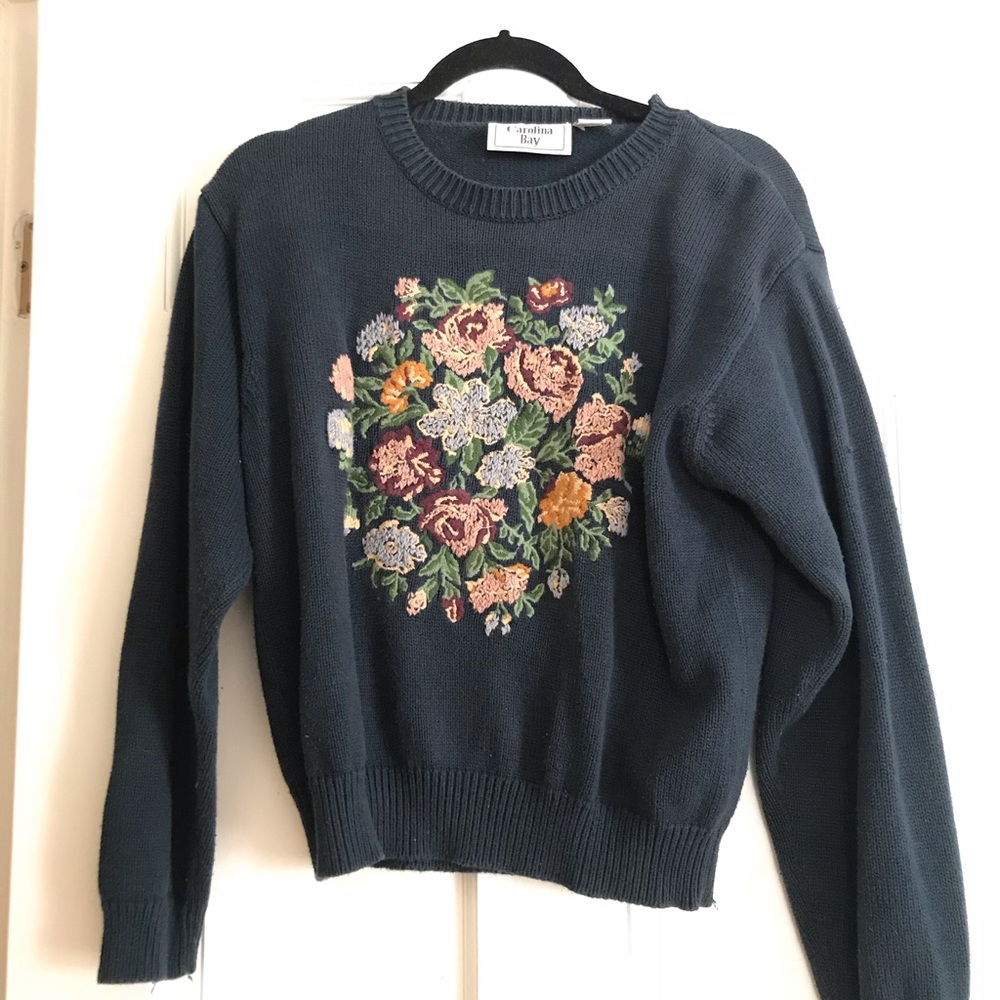 Vintage Grandma Flower Sweater